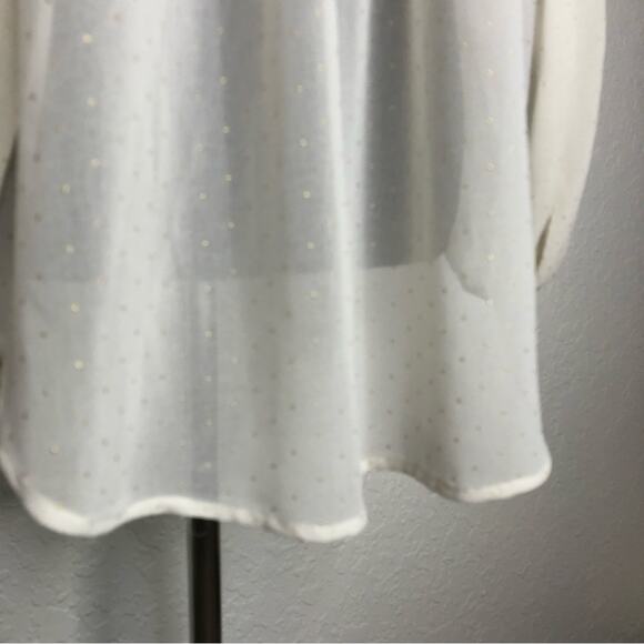 Amuse Society off white cream sheer gold polka dot grommet trim top size Small - Picture 11 of 14